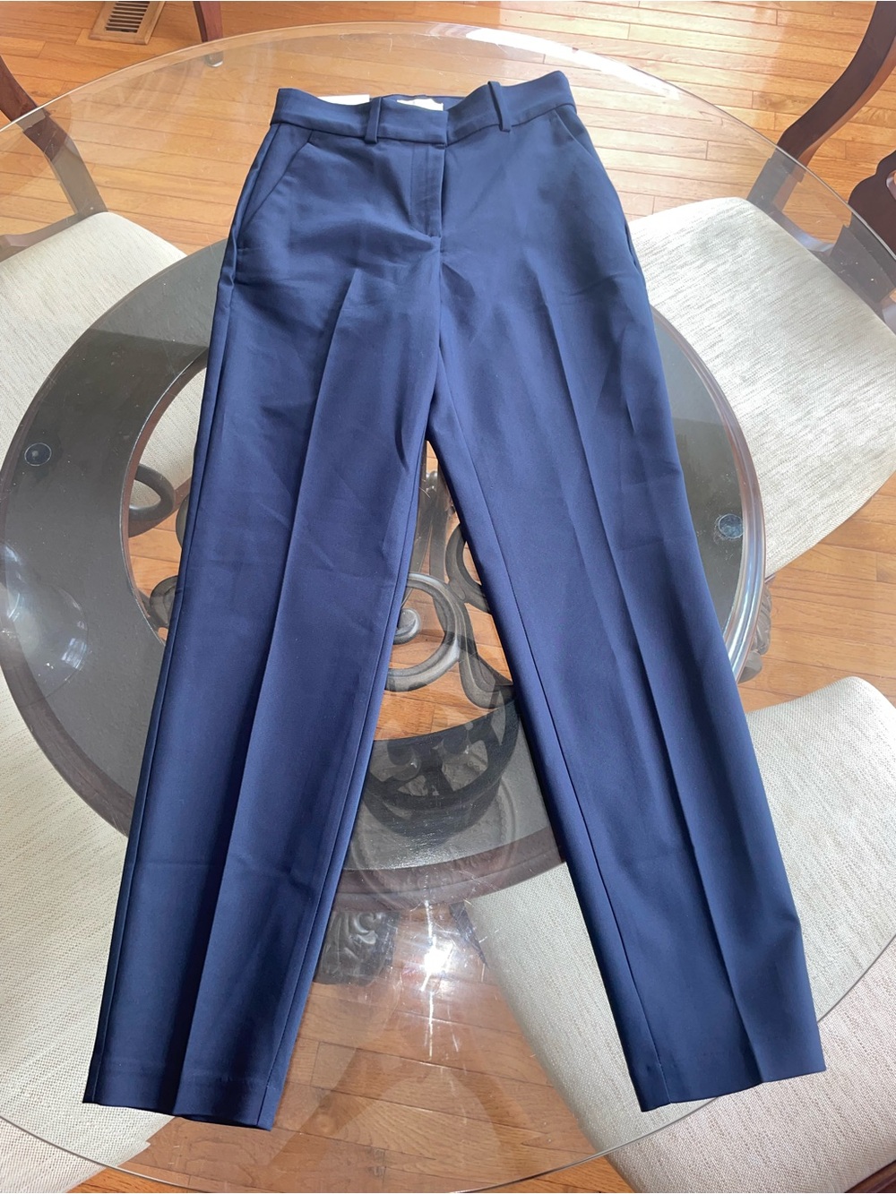 H&M Navy Straight-Leg Dress Trousers